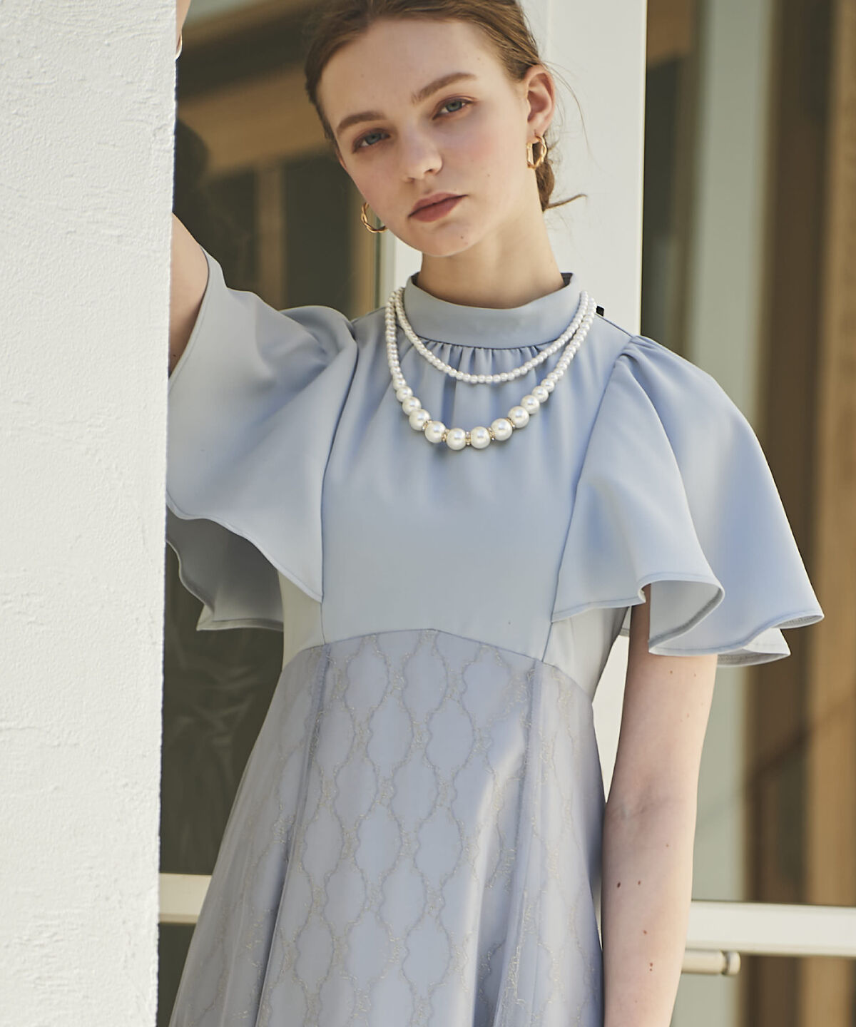 アンドクチュール「バスト切替ゴールドチュールドレス」|ドレス|