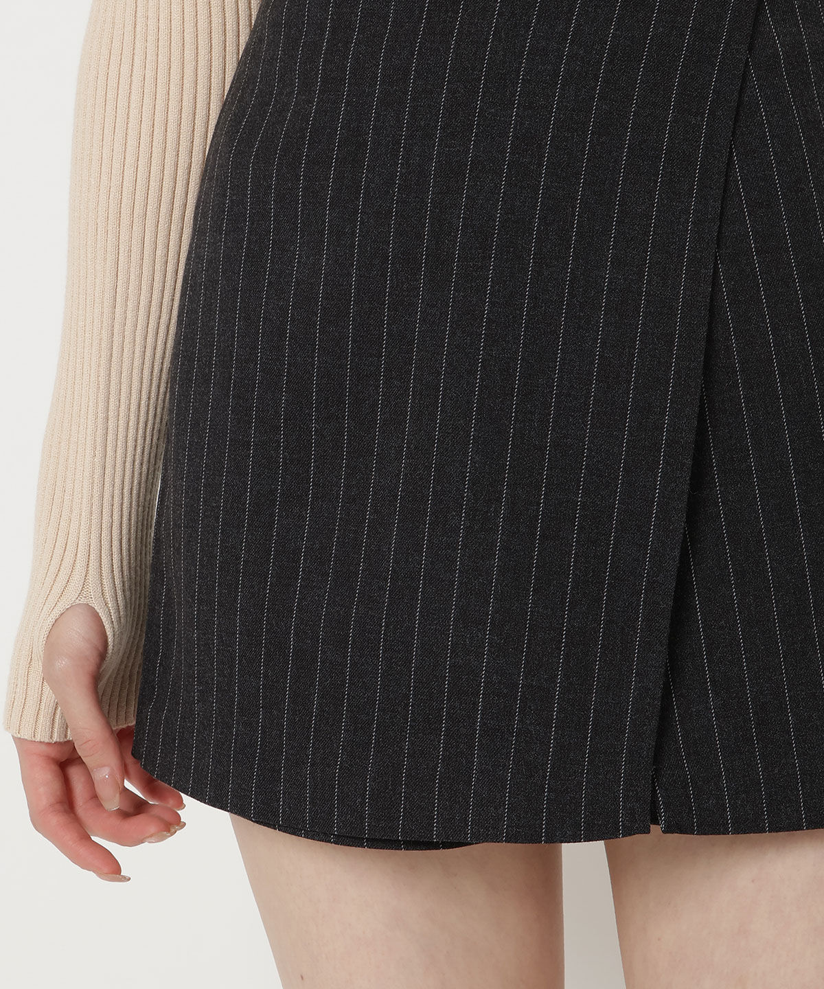 REDYAZEL「ストライプラップミニスカパン」|台形|