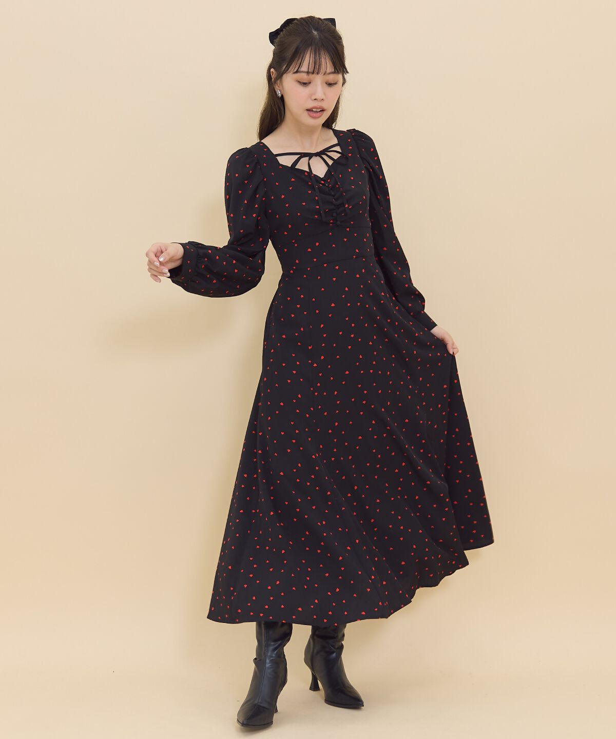 REDYAZEL「ランダムハートプリントワンピース」|ワンピース|