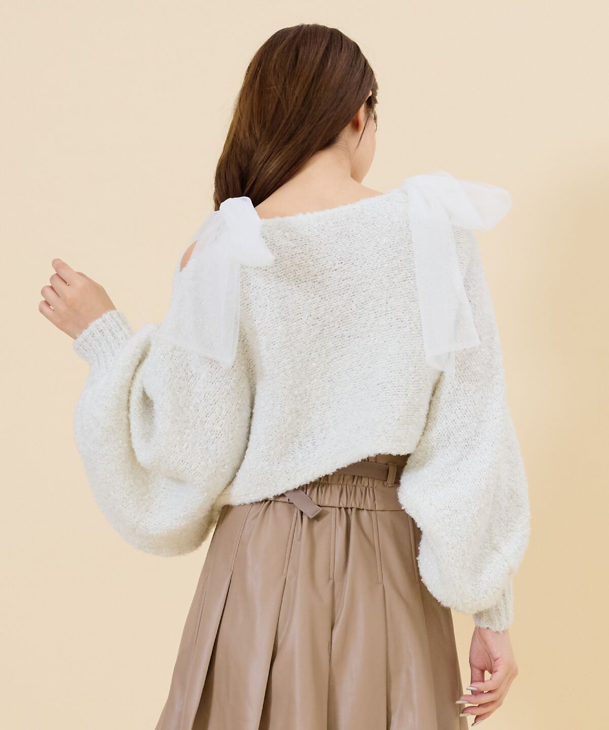 REDYAZEL「チュールリボンラメニットトップス」|ニット・セーター|