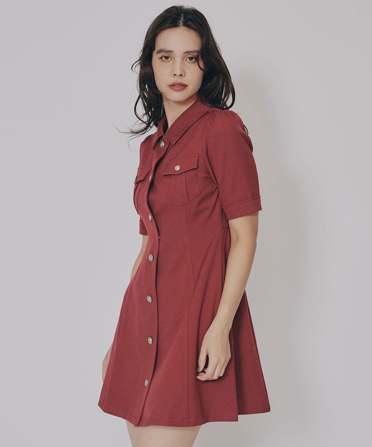 REDYAZEL「エンブレムボタンツイルシャツワンピース」|ワンピース|