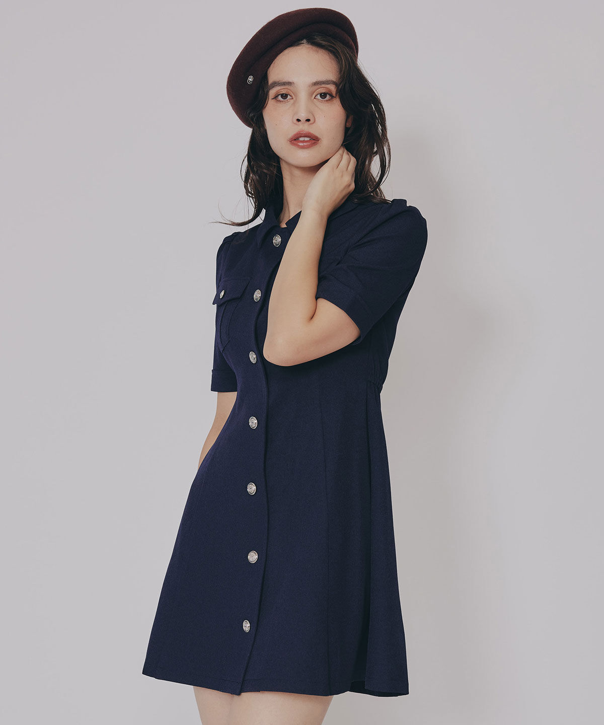 REDYAZEL「エンブレムボタンツイルシャツワンピース」|ワンピース|