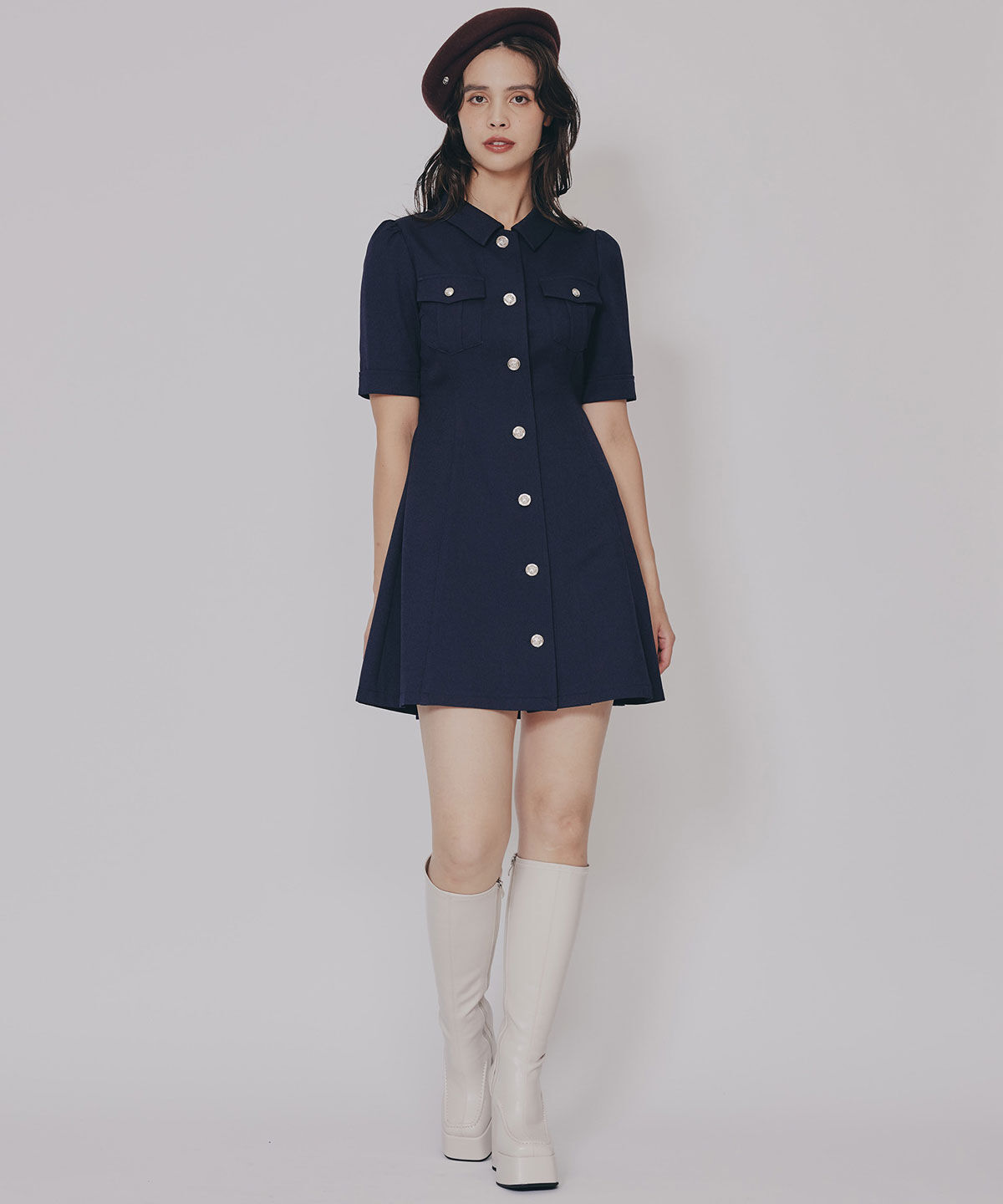 REDYAZEL「エンブレムボタンツイルシャツワンピース」|ワンピース|