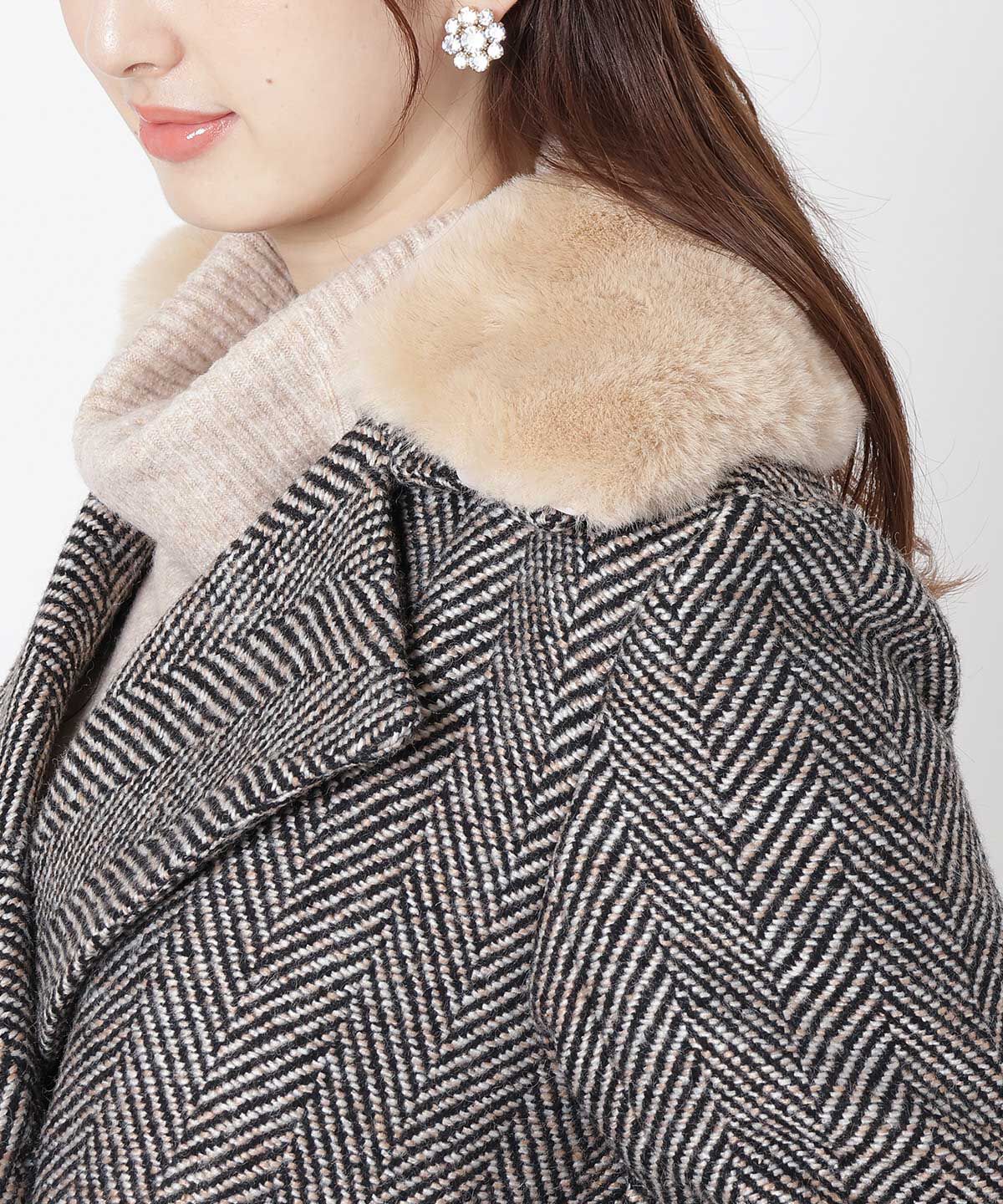 WILLSELECTION「ヘリンボーンファー付きコート」|その他|