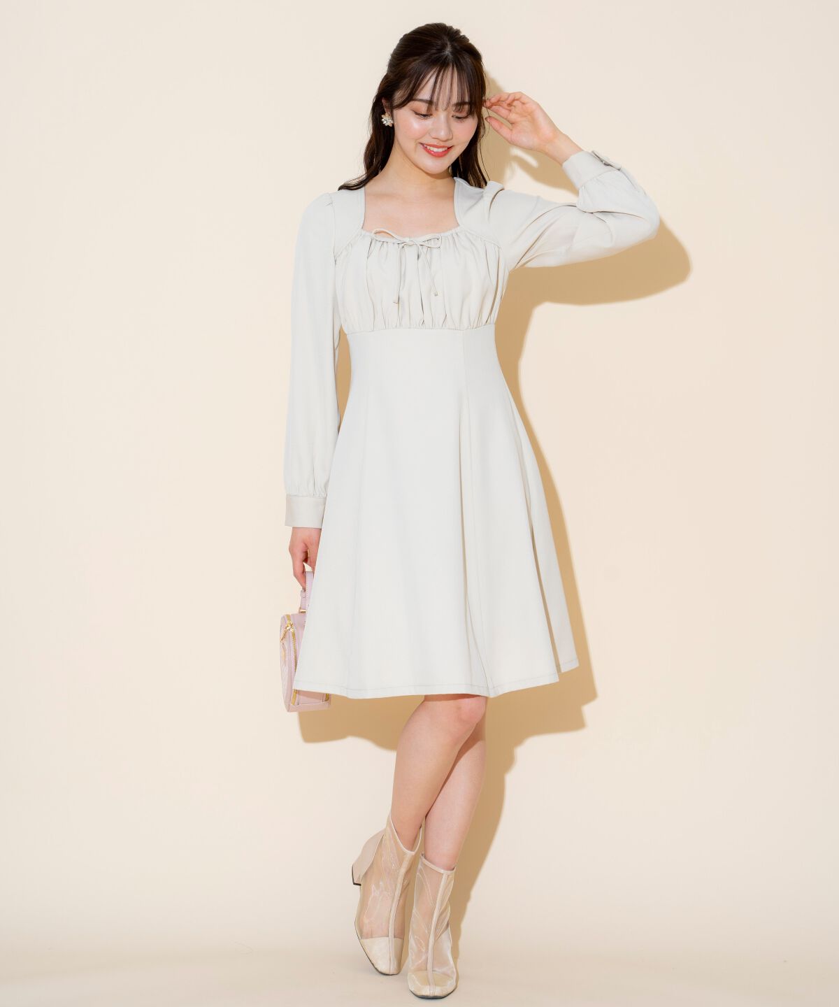 WILLSELECTION「ギャザーリボンフレアミニワンピース」|ワンピース|