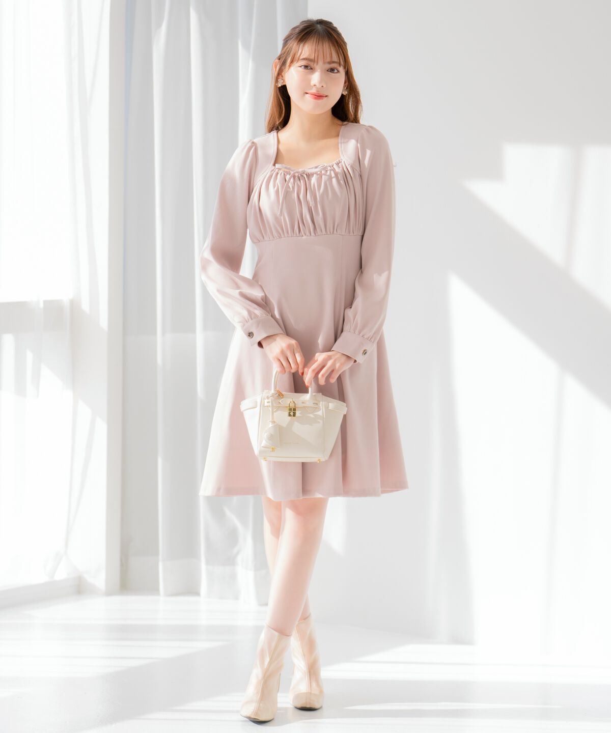 WILLSELECTION「ギャザーリボンフレアミニワンピース」|ワンピース|