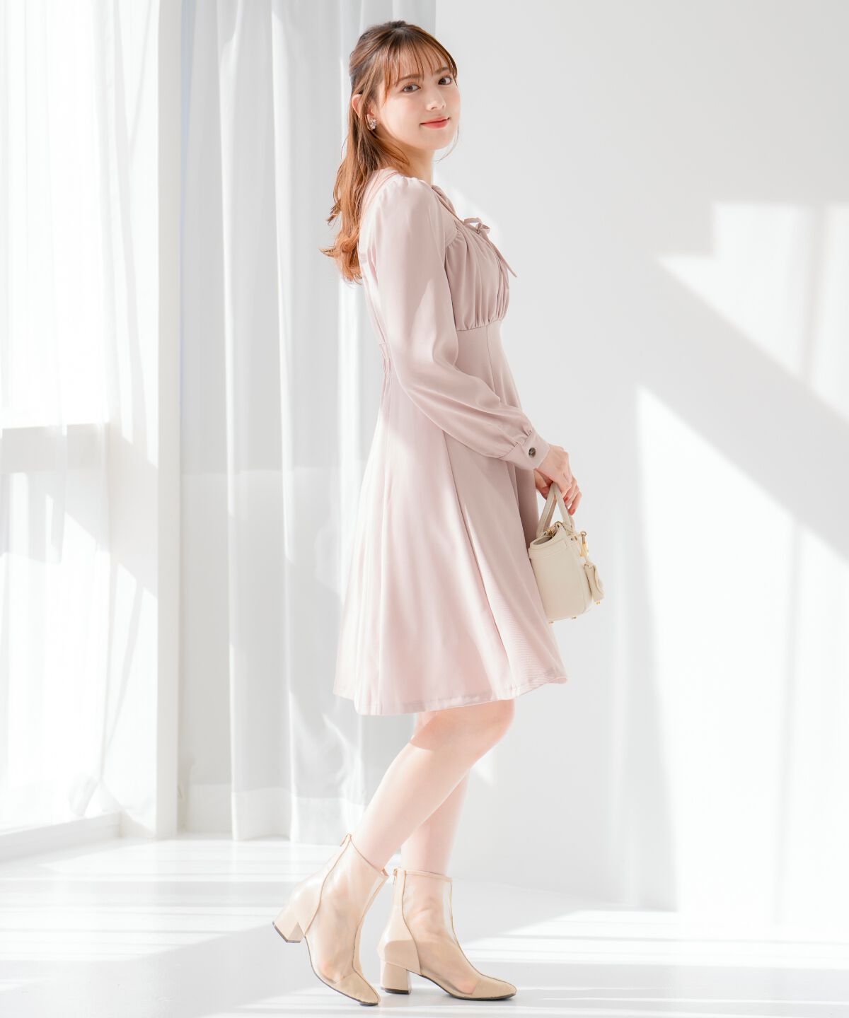 WILLSELECTION「ギャザーリボンフレアミニワンピース」|ワンピース|