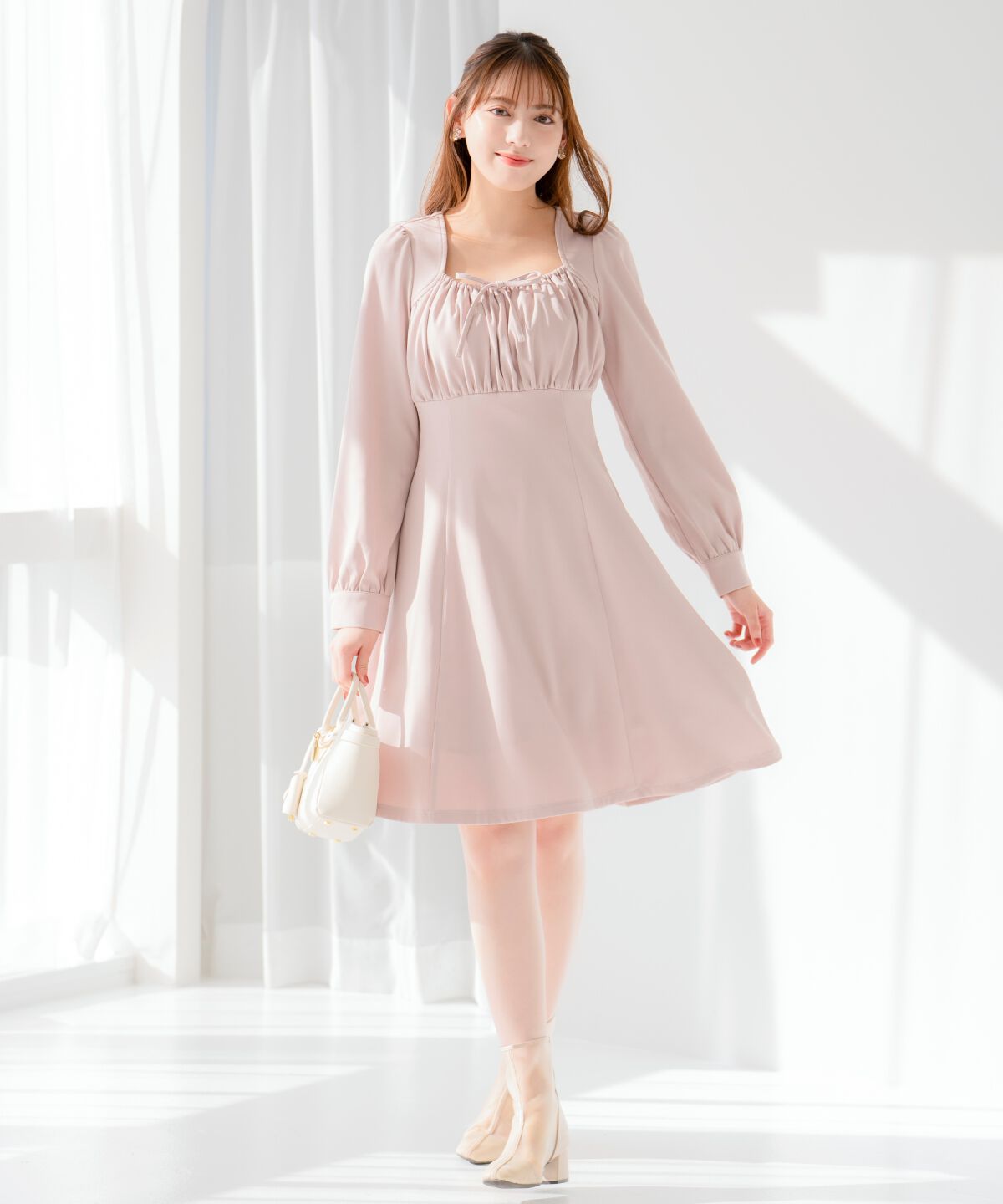 WILLSELECTION「ギャザーリボンフレアミニワンピース」|ワンピース|