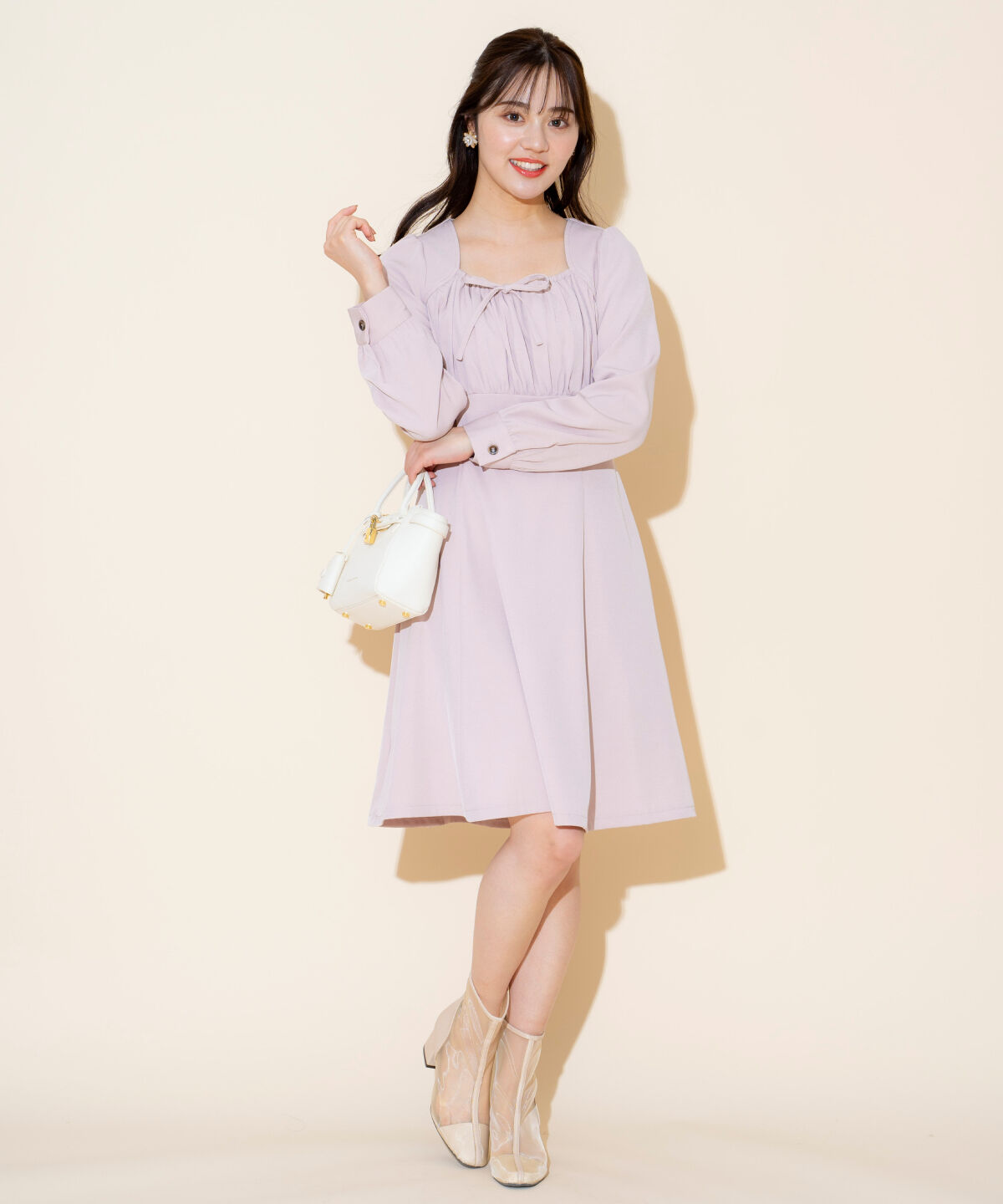 WILLSELECTION「ギャザーリボンフレアミニワンピース」|ワンピース|