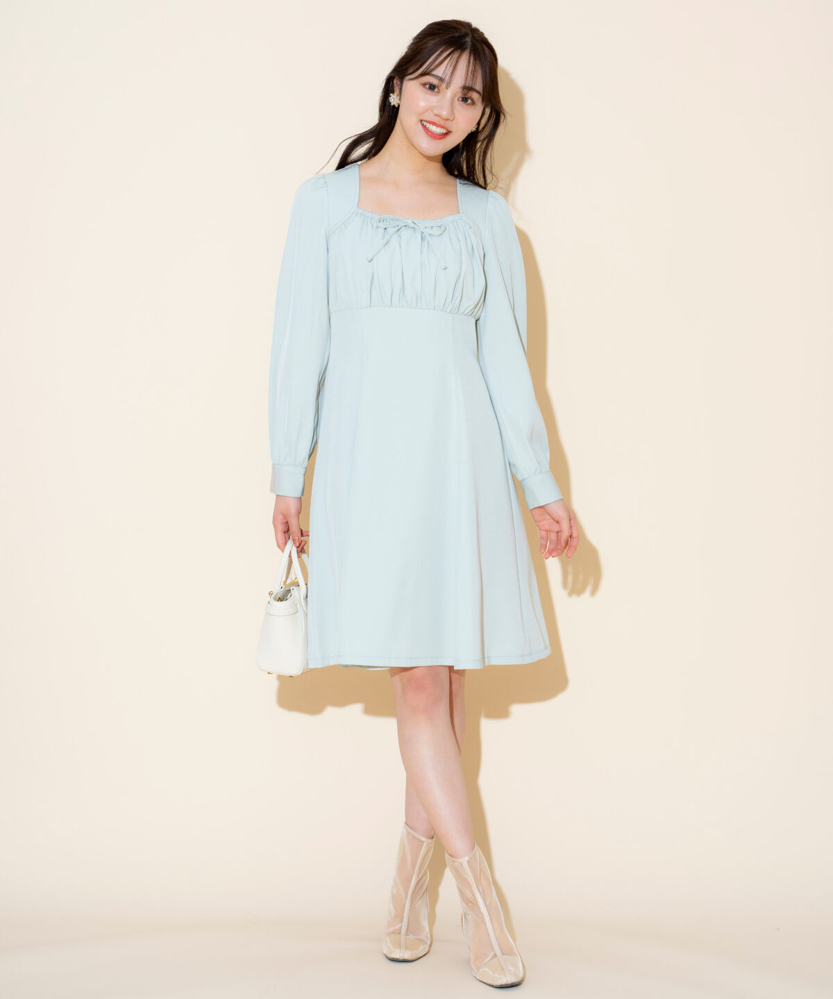 WILLSELECTION「ギャザーリボンフレアミニワンピース」|ワンピース|ミント