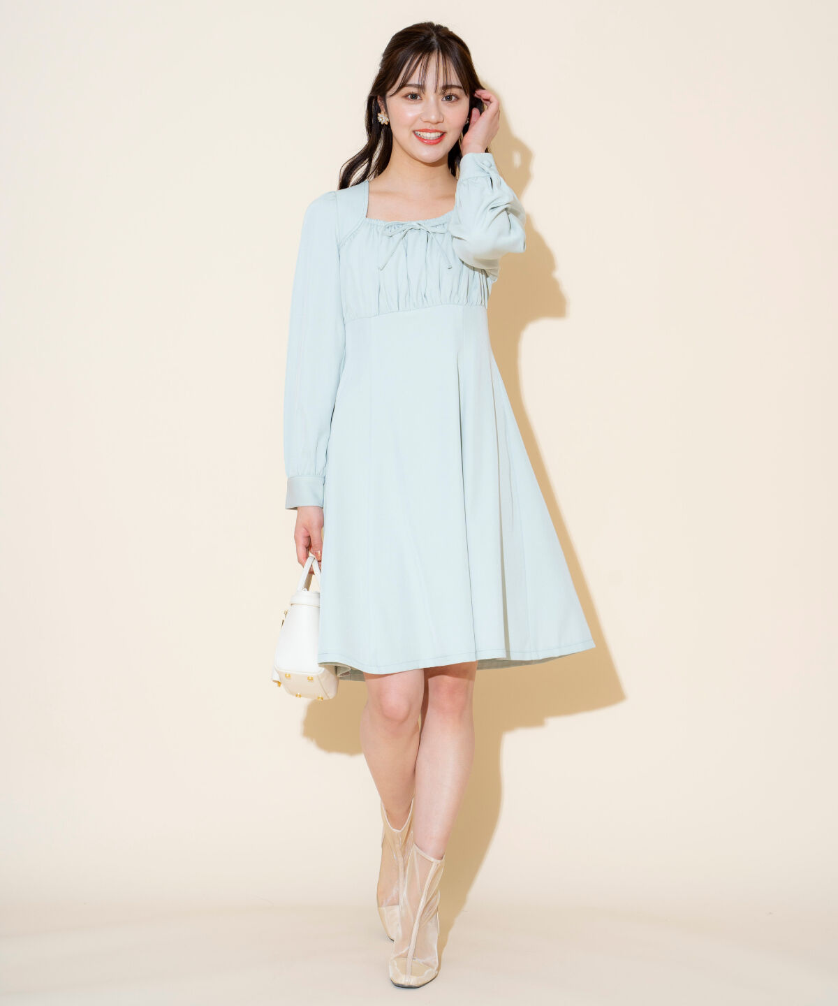 WILLSELECTION「ギャザーリボンフレアミニワンピース」|ワンピース|