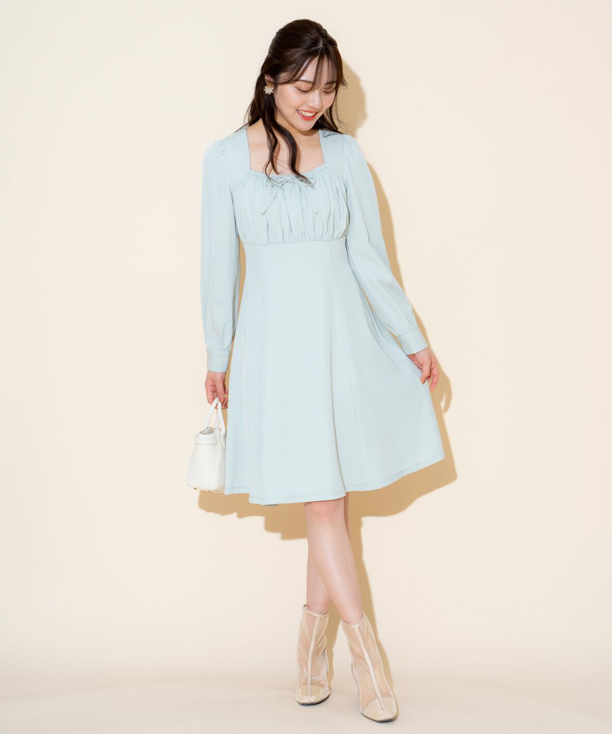 WILLSELECTION「ギャザーリボンフレアミニワンピース」|ワンピース|