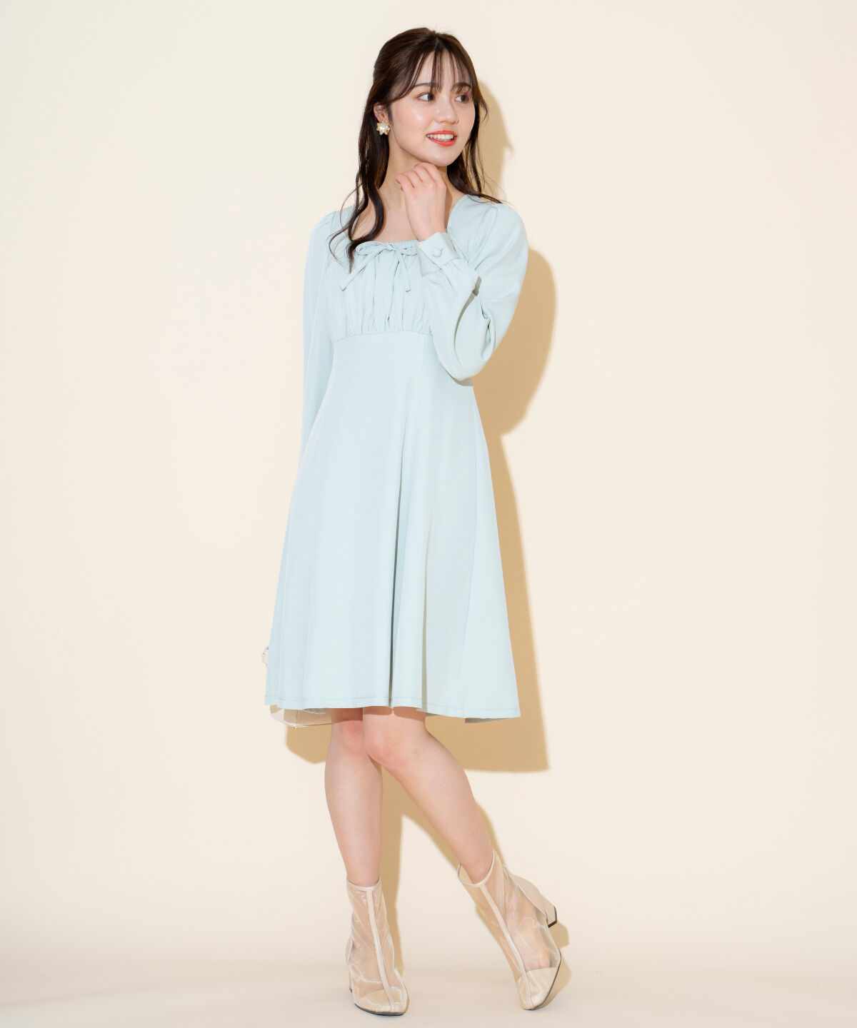WILLSELECTION「ギャザーリボンフレアミニワンピース」|ワンピース|