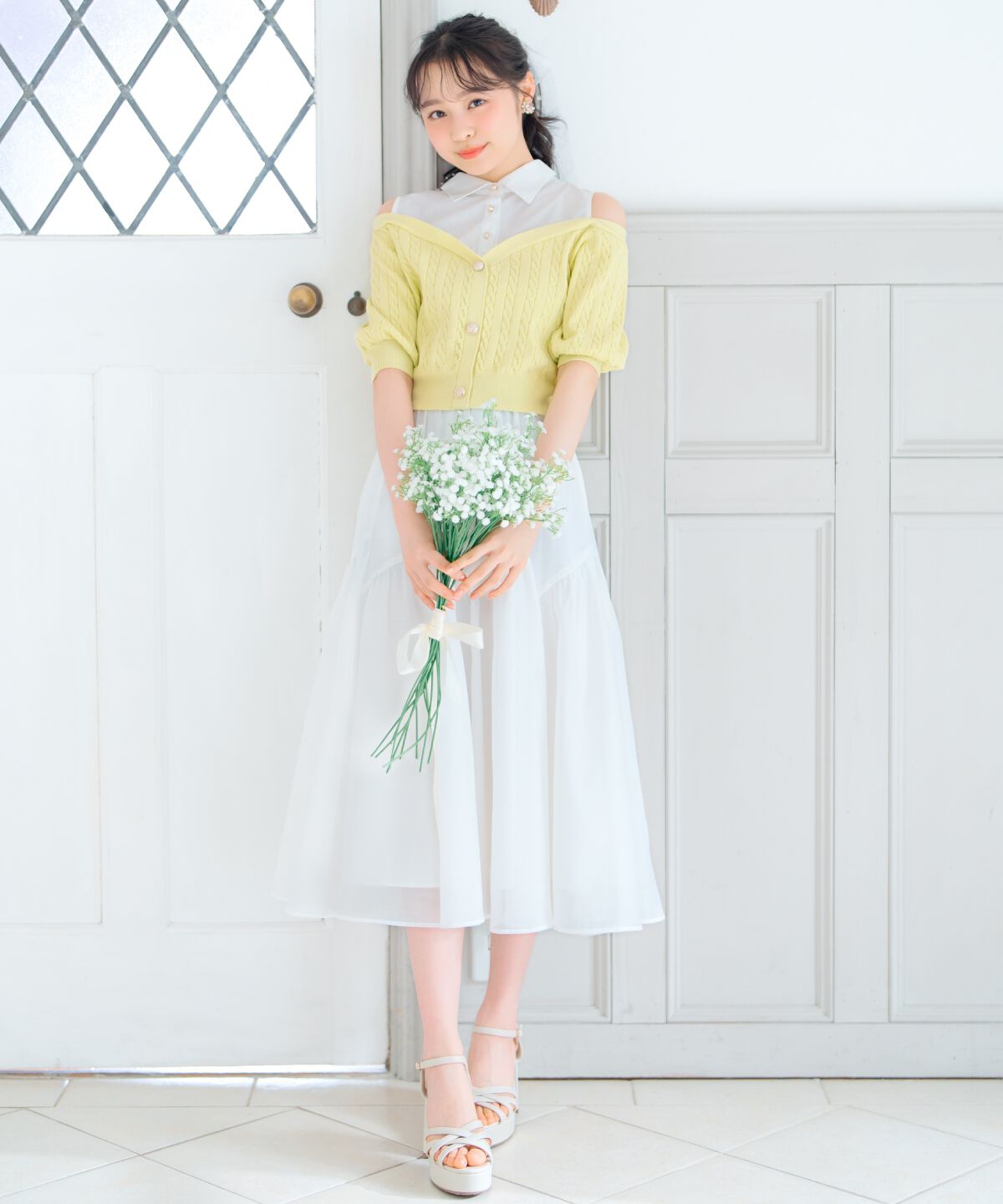 WILLSELECTION「ギャザー切替シアースカート」|フレア|オフ