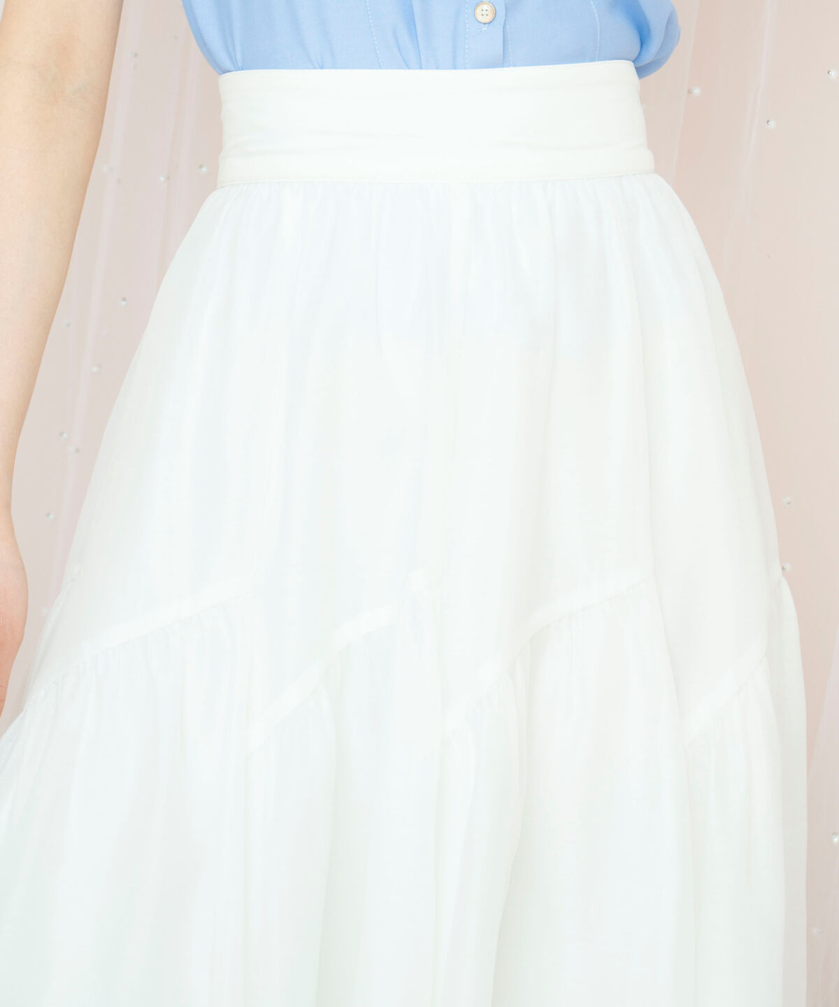 WILLSELECTION「ギャザー切替シアースカート」|フレア|