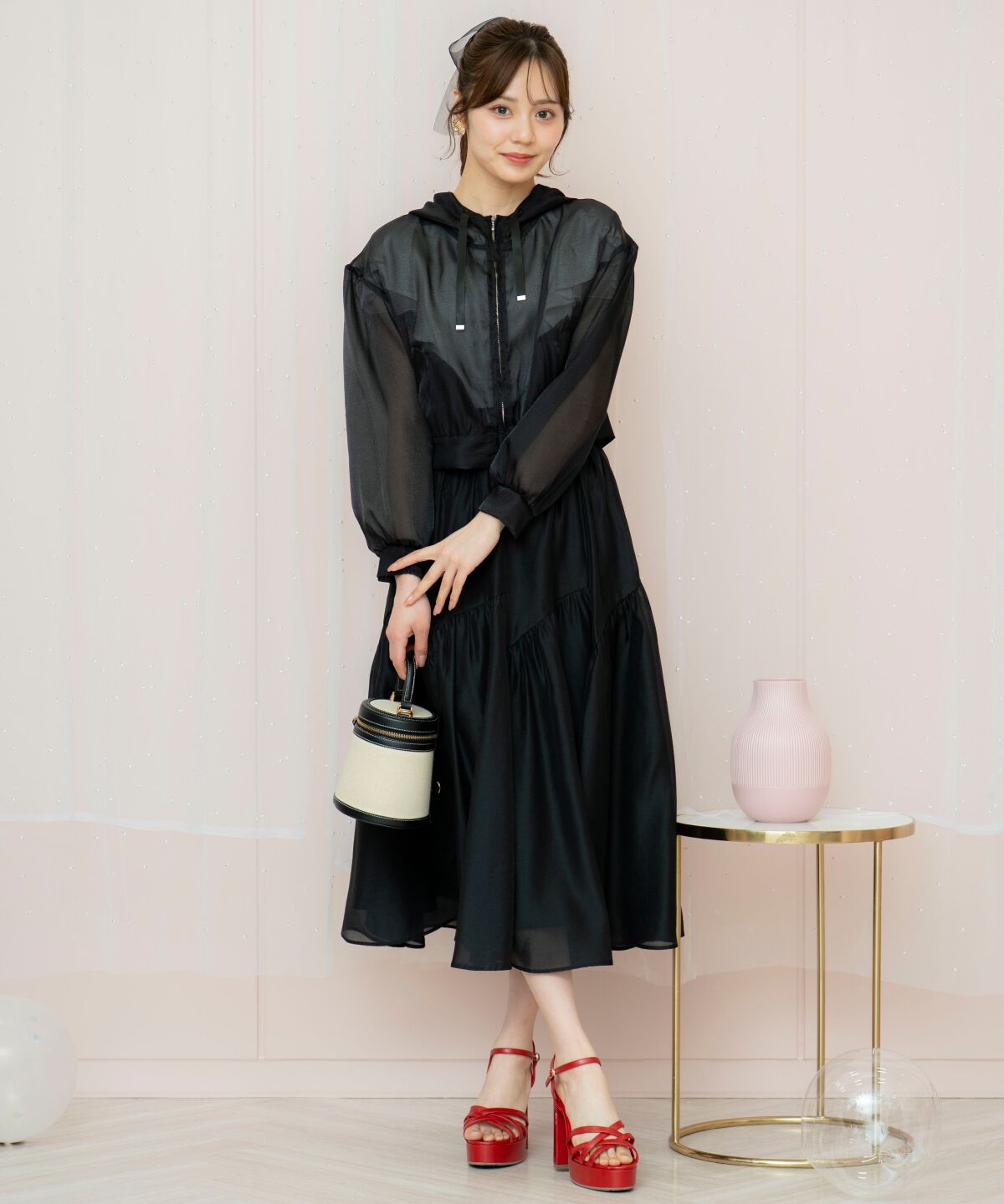 WILLSELECTION「ギャザー切替シアースカート」|フレア|