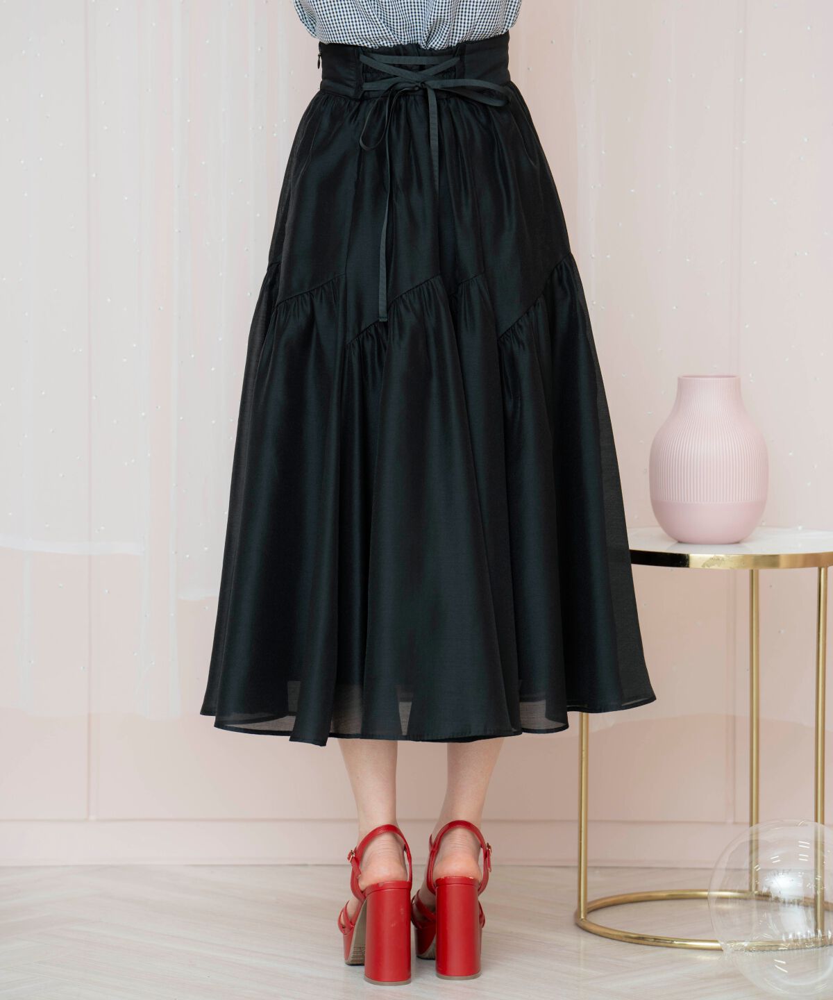 WILLSELECTION「ギャザー切替シアースカート」|フレア|