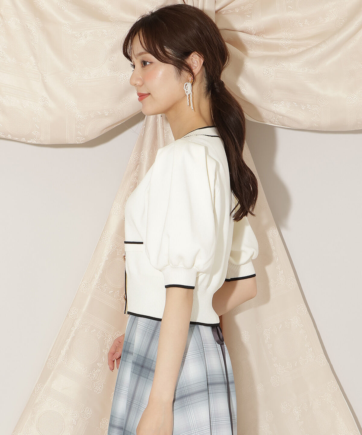 WILLSELECTION「配色ラインタックスリーブカーディガン」|カーディガン|