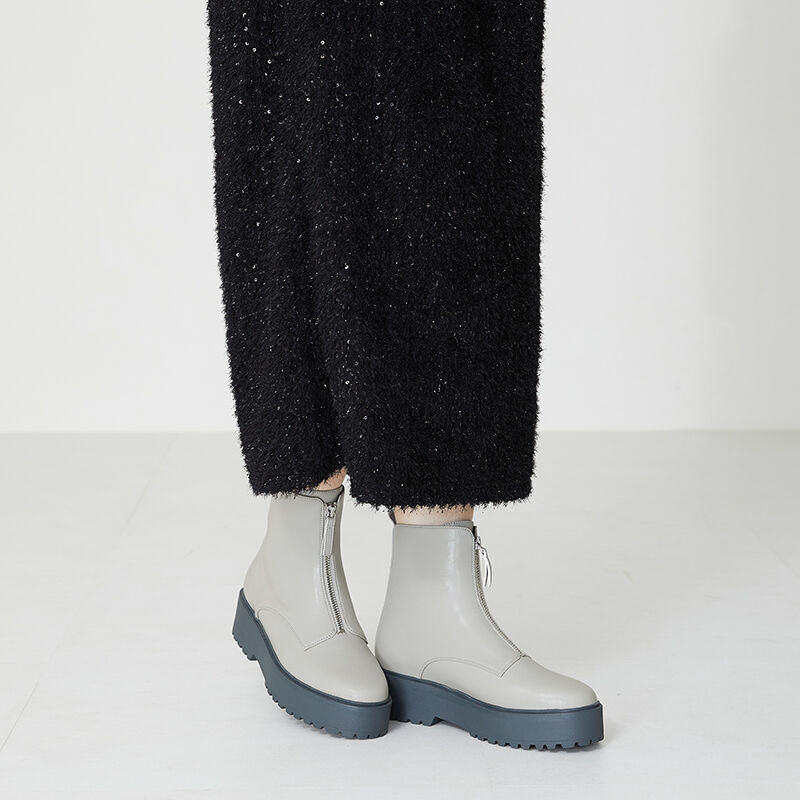 ORiental TRaffic「厚底フロントジップブーツ/31402」|ショートブーツ|GREY