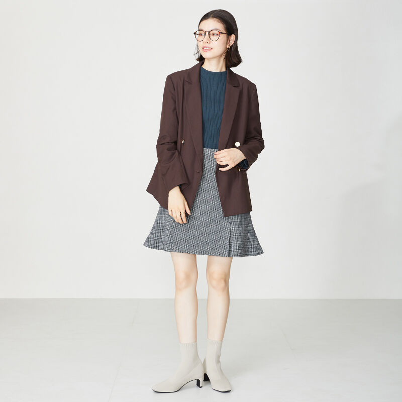 ORiental TRaffic「プレートヒールニットブーツ/31422」|ショートブーツ|