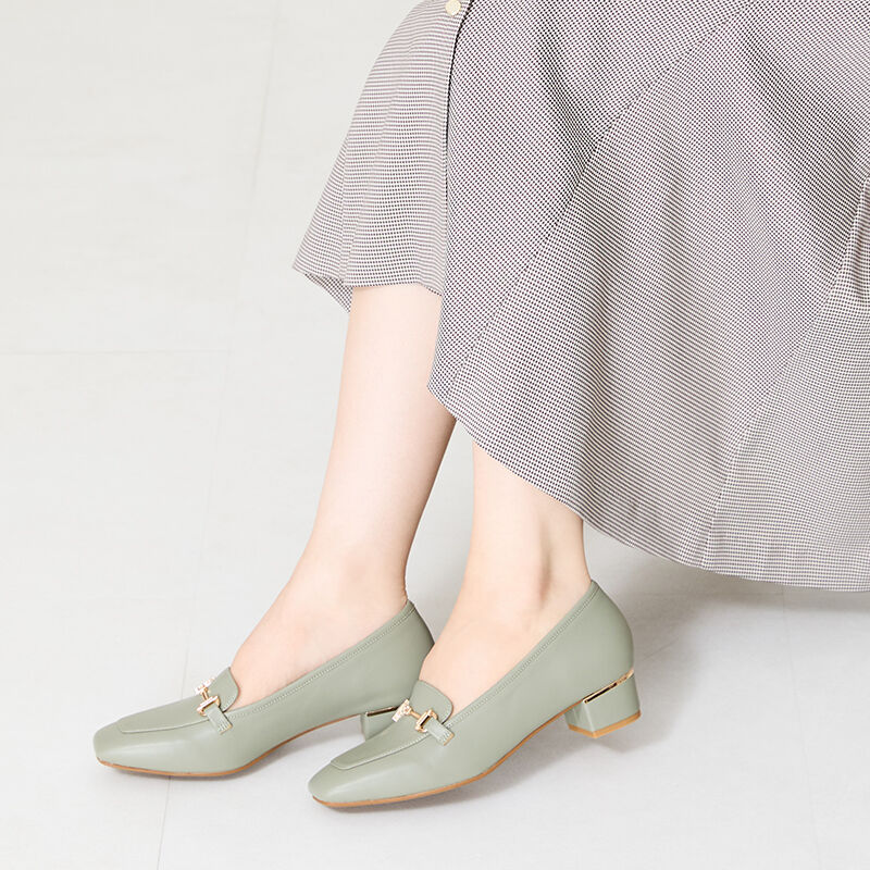 WA Oriental TRaffic「メタリックラインビットヒールローファー/42301」|パンプス|GREEN