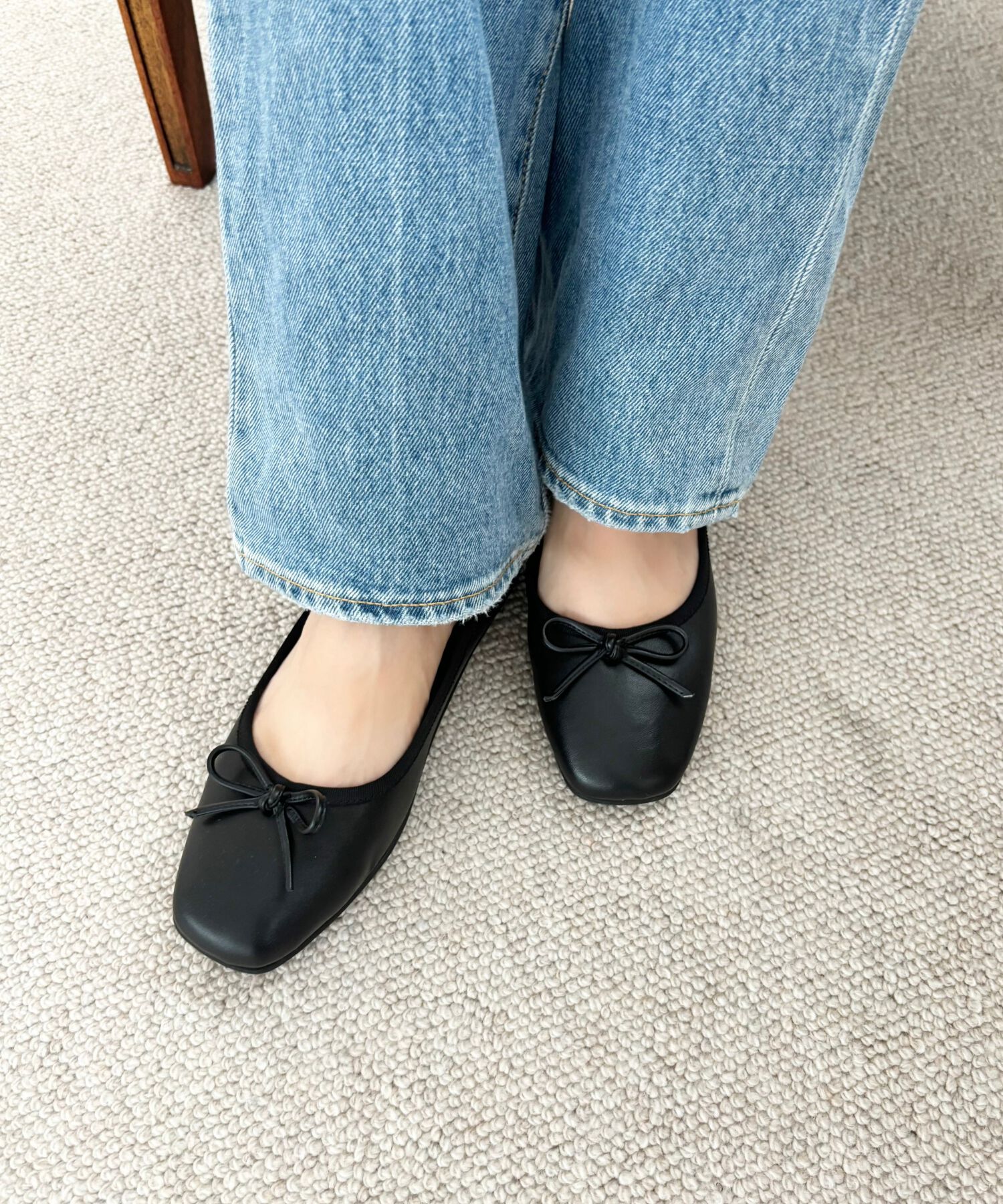 ORiental TRaffic「【WEB限定】 スクエアトゥ バレエシューズ /R-4009 フラット 軽い  厚手クッション」|パンプス|