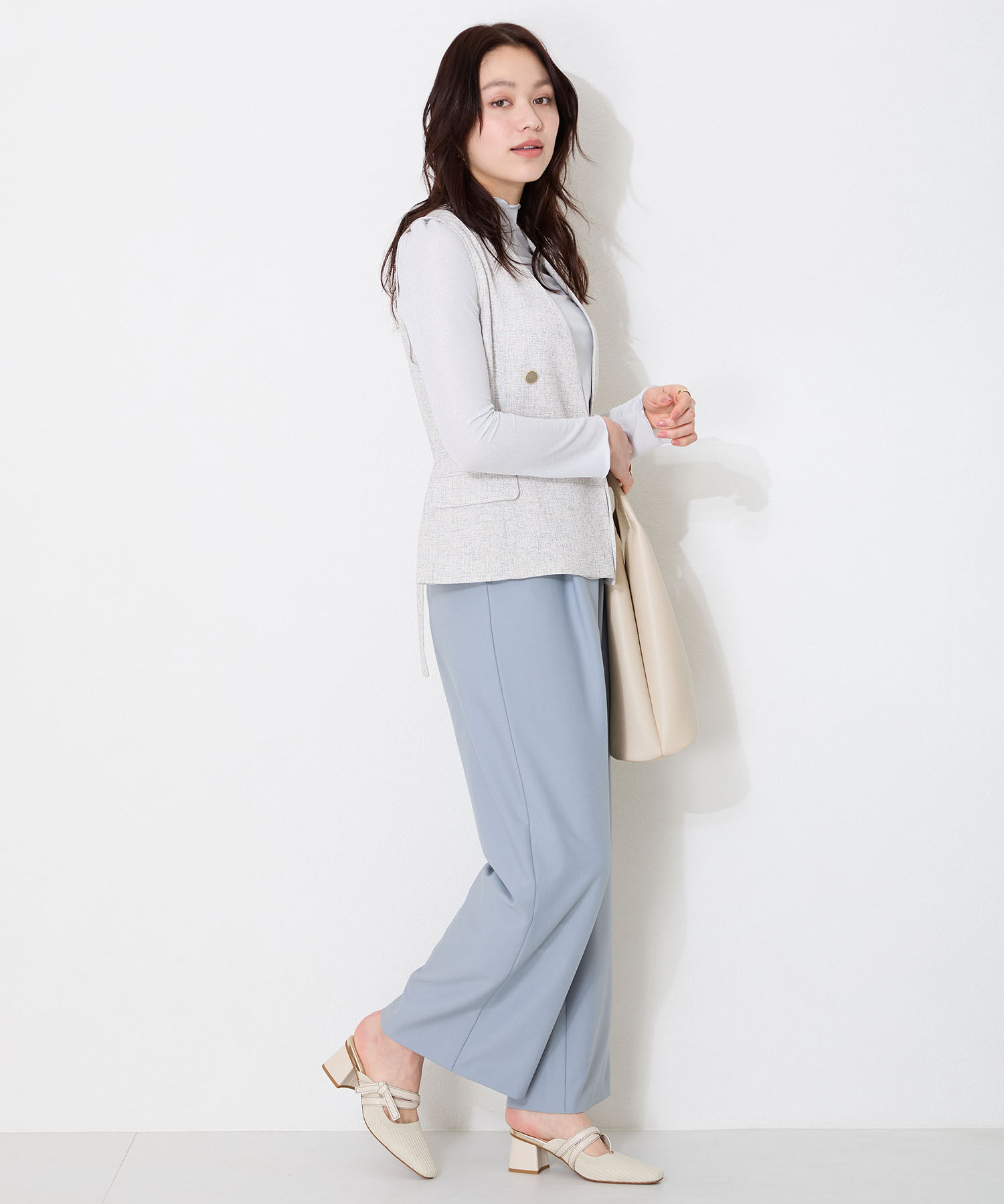 ORiental TRaffic「●2025春夏新作●ニット&times;リボンミュールパンプス/51120 パンプス ミュール ニット 人気 売れてる」|パンプス|