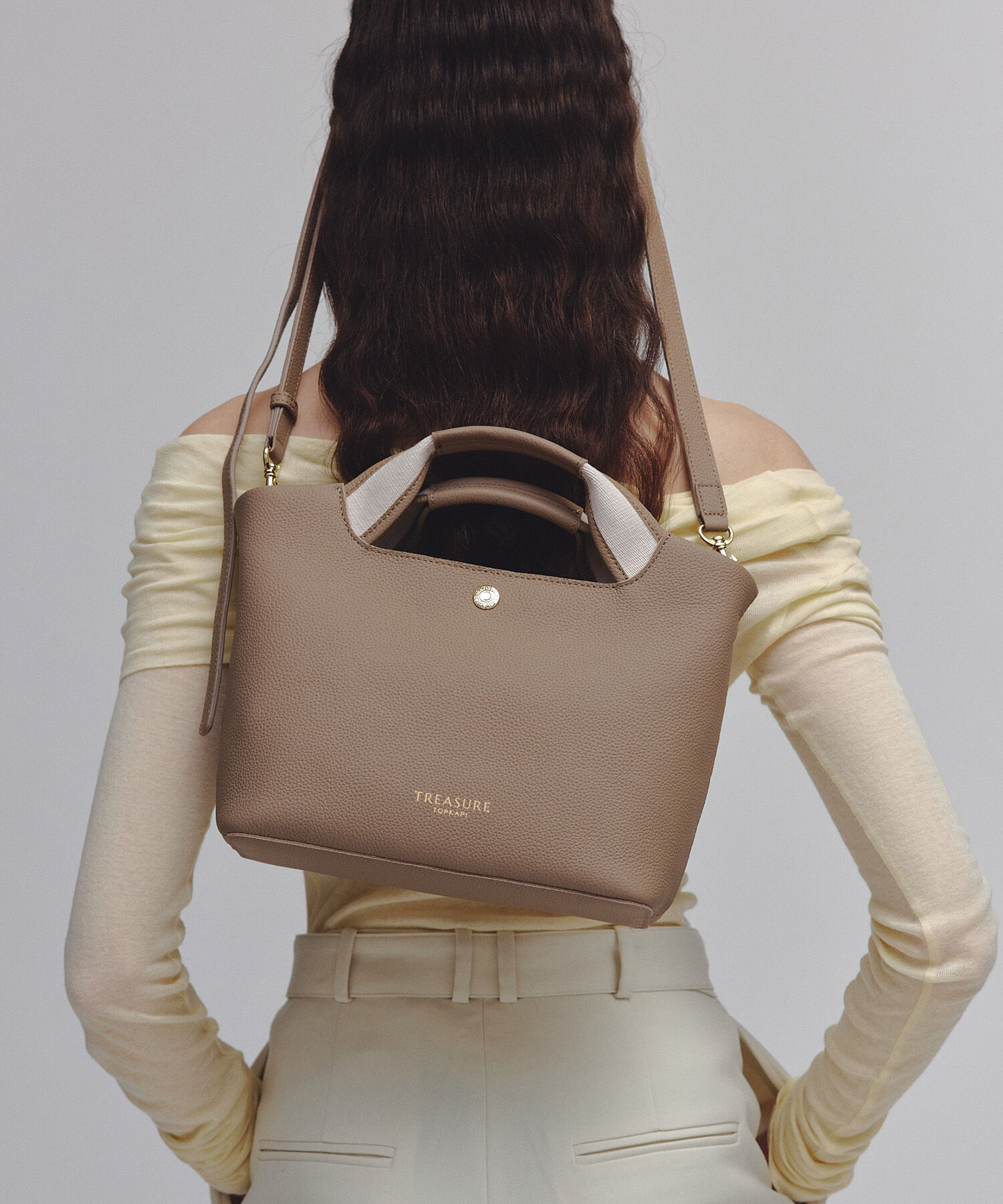 TOPKAPI TREASURE「【TREASURE TOPKAPI】ソフトシュリンク テープハンドル ショルダー付きミニ トート バッグ」|トートバッグ|