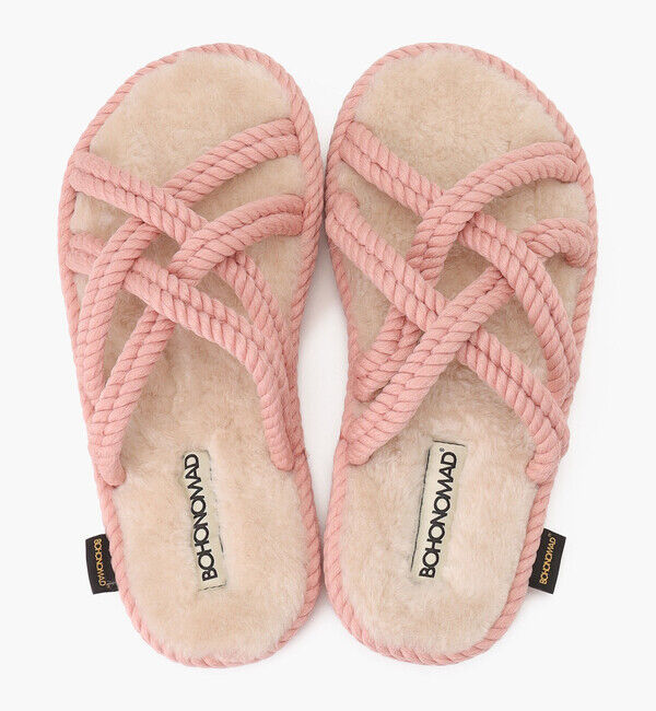 BOHONOMAD「【BOHONOMAD】ボドルム ファーリースリッパ/ピンク ポリプロピレン ファー/サンダル」|サンダル|