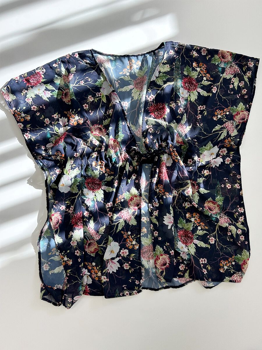 Riberce「【お水OK！リゾートアイテム】水着の上からサラッと羽織れるジャパネスクボタニカルガウン/KIMONO」|その他|