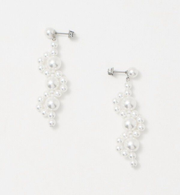 UNITED ARROWS「【別注】＜IRIS 47＞イミテーションパール WAVE ピアス」|ピアス|WHITE