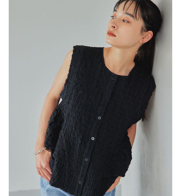 EMMEL REFINES「＜EMMEL REFINES＞EM スソフリル2WAY ノースリーブ ブラウス」|シャツ・ブラウス|