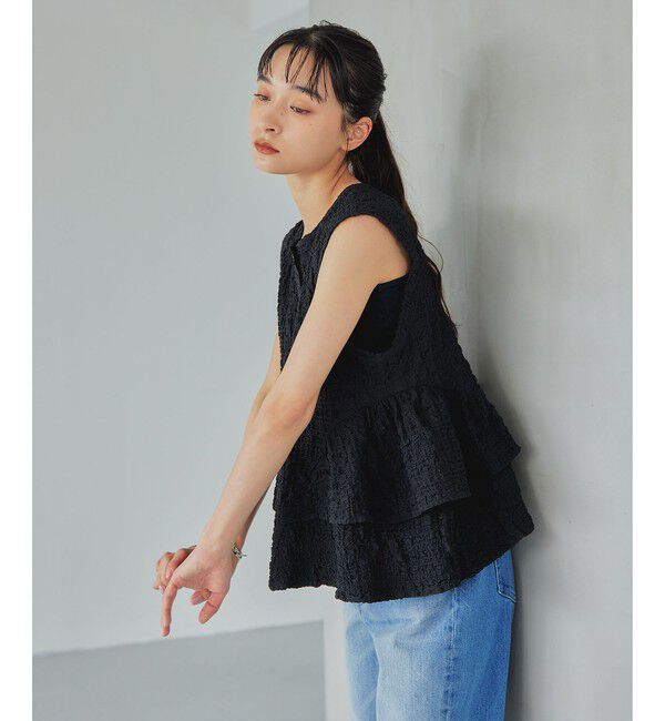 EMMEL REFINES「＜EMMEL REFINES＞EM スソフリル2WAY ノースリーブ ブラウス」|シャツ・ブラウス|