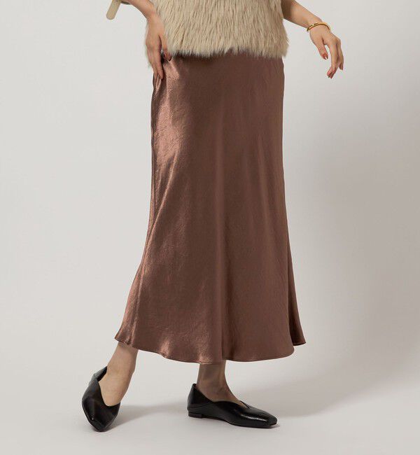 UNITED ARROWS green label relaxing「サテン ナロー スカート」|フレア|MD.BROWN