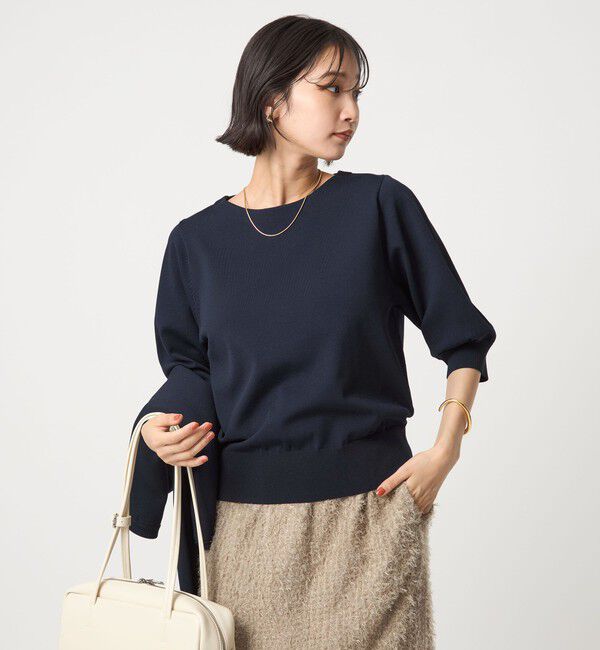 UNITED ARROWS green label relaxing「フォルムスリーブ ニット プルオーバー -ウォッシャブル-」|ニット・セーター|NAVY