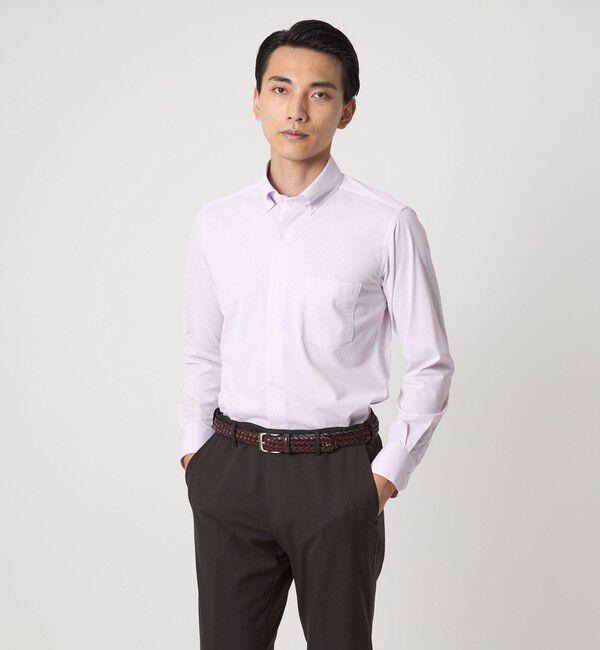 UNITED ARROWS green label relaxing「ドット ジャージー ボタンダウン ドレスシャツ -ストレッチ・イージーアイロン・吸水速乾・抗菌-」|シャツ・ブラウス|LILAC