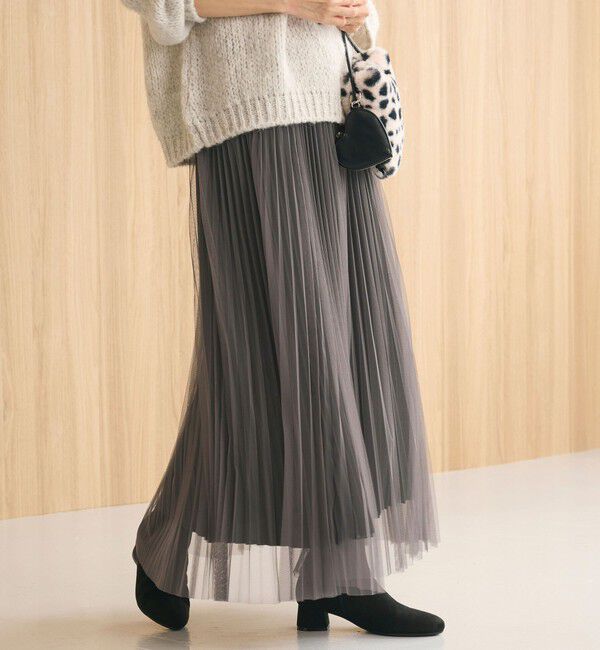 UNITED ARROWS green label relaxing「［size SHORT/TALLあり］2WAY チュール プリーツ スカート」|フレア|