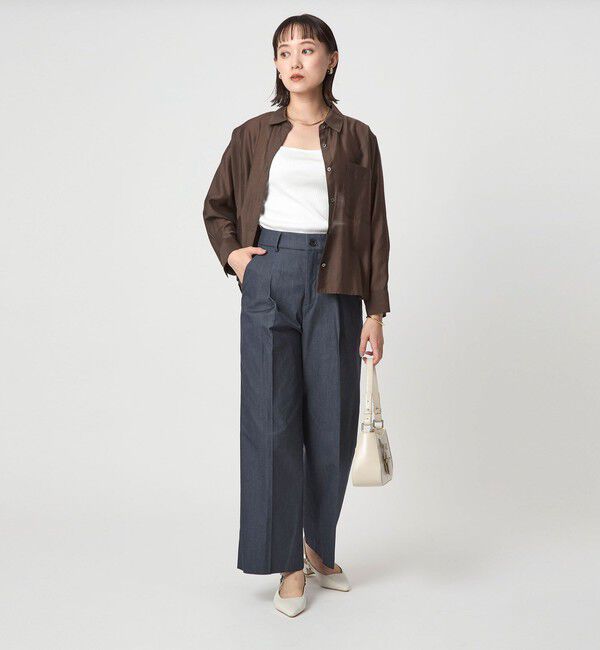 UNITED ARROWS green label relaxing「［size SHORT/TALLあり］キチントボトムス カバー ワイド パンツ シャンブレー」|スラックス|