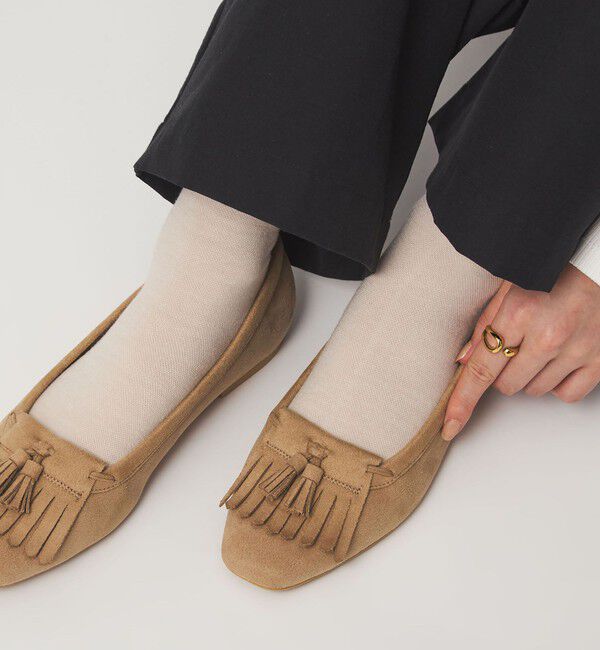 UNITED ARROWS green label relaxing「【WEB限定】キルトタッセル フラットシューズ 撥水」|ローファー|BEIGE