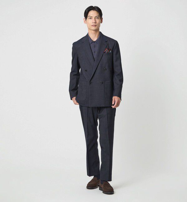 UNITED ARROWS green label relaxing「A+ デニムライク ダブルブレスト 4B スタンダード ジャケット -ウォッシャブル・ストレッチ-」|テーラードジャケット|