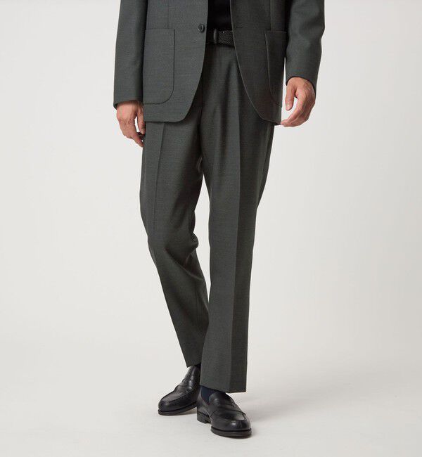 UNITED ARROWS green label relaxing「A+ TWPU ホームスパン スタンダード イージー スラックス -ウォッシャブル・ストレッチ-」|スラックス|DK.GREEN