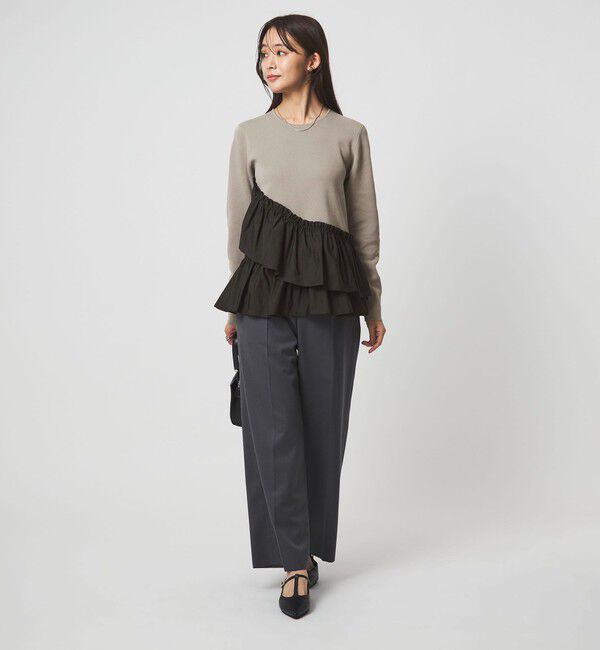 UNITED ARROWS green label relaxing「タフタ ドッキング ペプラム プルオーバー ニット ウォッシャブル」|ニット・セーター|