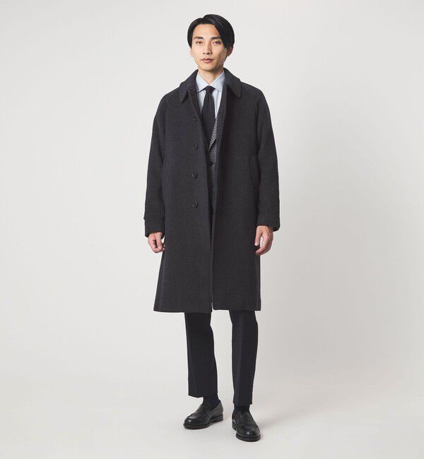 UNITED ARROWS green label relaxing「Ballis バリス モッサー バルカラー ネイビー ステンカラーコート」|ステンカラーコート|