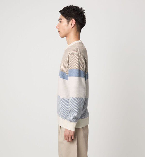 UNITED ARROWS green label relaxing「カラー ブロック ジャカード クルーネック ニット」|ニット・セーター|