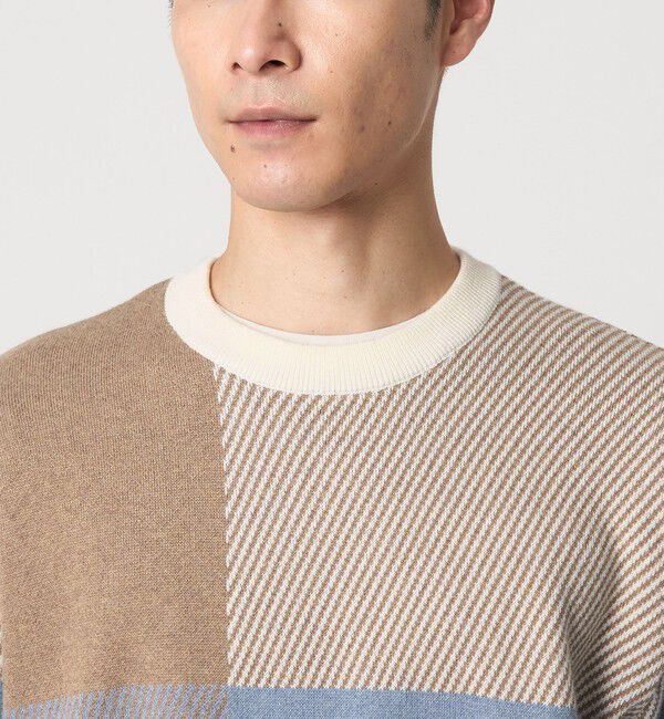 UNITED ARROWS green label relaxing「カラー ブロック ジャカード クルーネック ニット」|ニット・セーター|