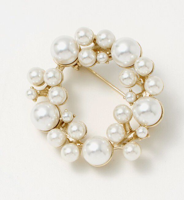 UNITED ARROWS green label relaxing「サークル フェイクパール パヴェ ブローチ」|ブローチ・コサージュ|