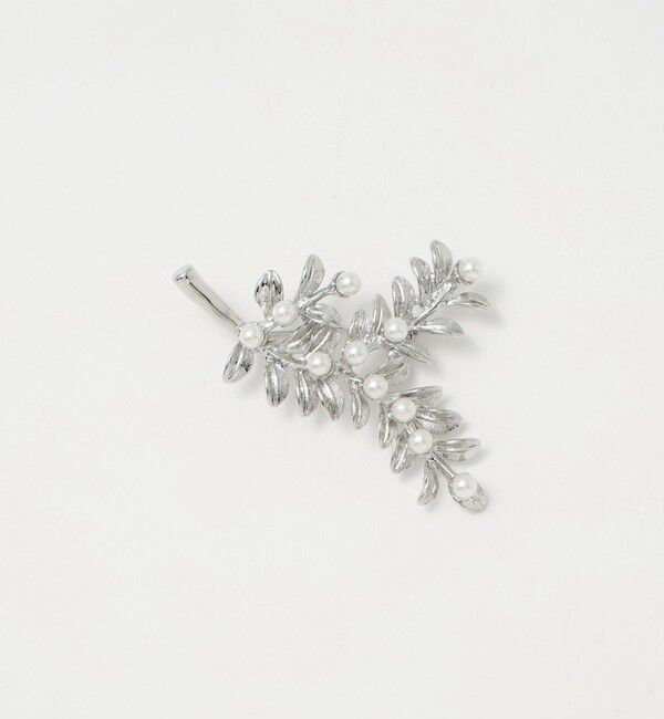 UNITED ARROWS green label relaxing「リーフ＆フェイクパール ブローチ」|ブローチ・コサージュ|SILVER
