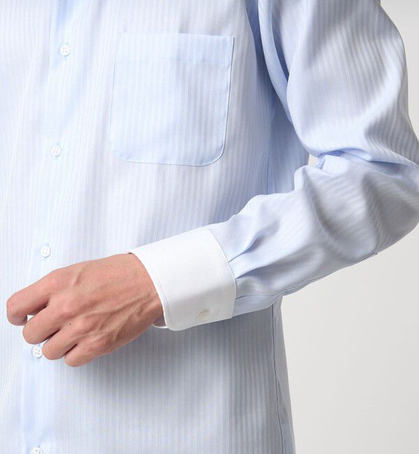 UNITED ARROWS green label relaxing「コットン シャドーストライプ クレリック ワイドカラー ドレスシャツ -イージーアイロン-」|シャツ・ブラウス|