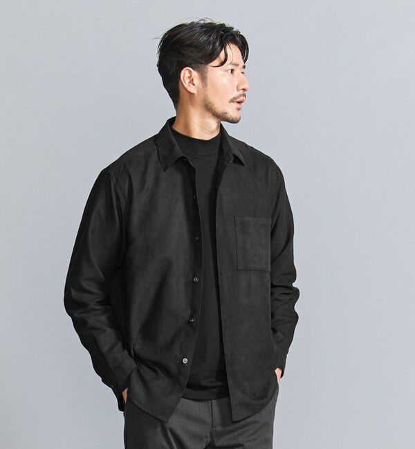 BEAUTY&YOUTH UNITED ARROWS「【WEB限定 WARDROBE SMART】スエードライク シャツ」|シャツ・ブラウス|BLACK