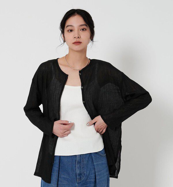 BEAUTY&YOUTH UNITED ARROWS「クレープ クルーネックカーディガン」|カーディガン|